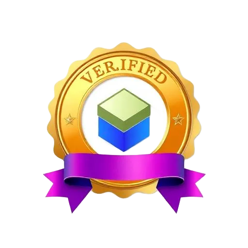 Ilustración 3D de un sello dorado de verificación